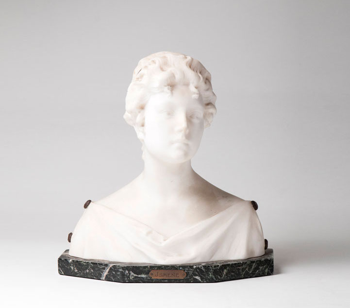 An art-nouveau alabaster bust 'Ismene'