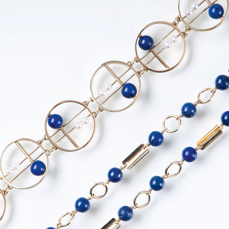 A bracelet with necklace with lapis lazuli