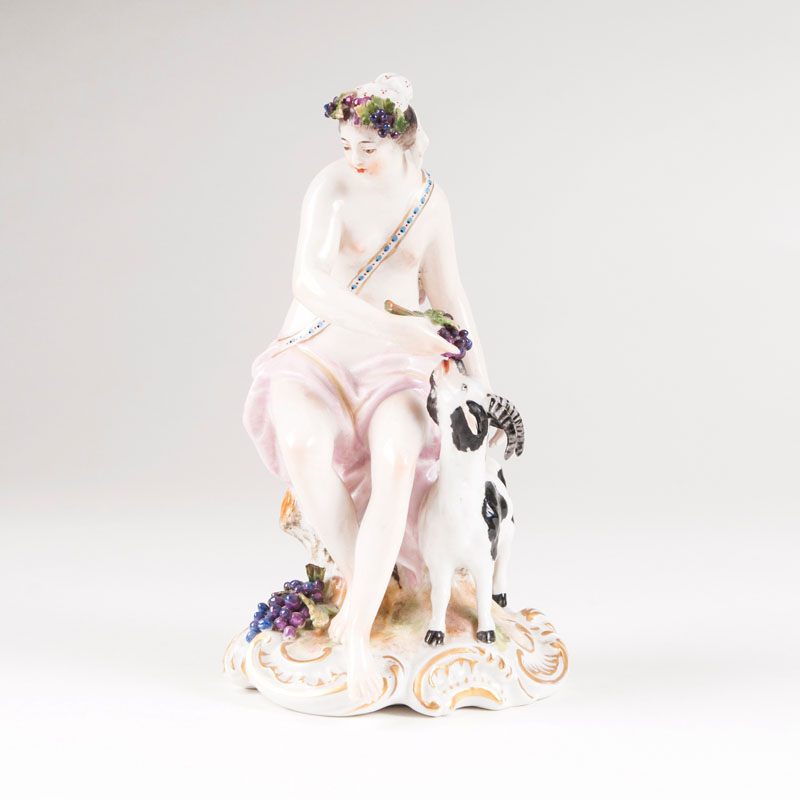 A porcelain figure 'bacchante with goat'