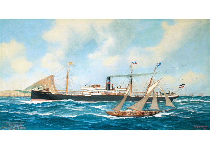 The Heinrich Horn passing Gibraltar
