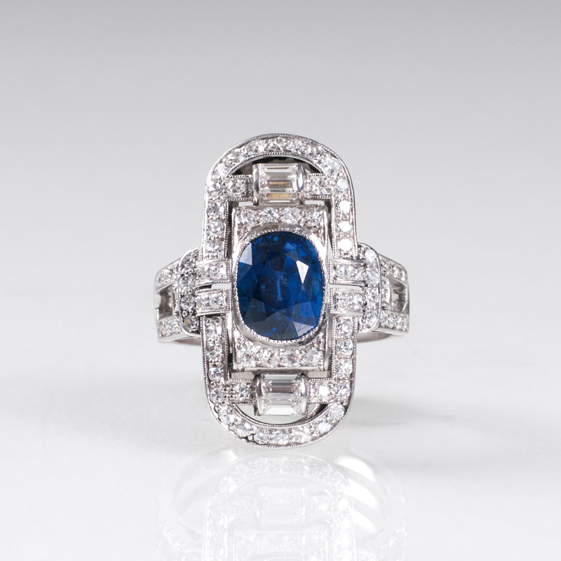 An Art Déco sapphire diamond ring