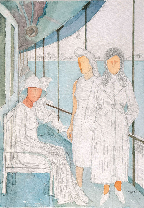 Edgar Augustin - Frauen auf einem Ausflugsdampfer Frauen auf einem Ausflugsdampfer