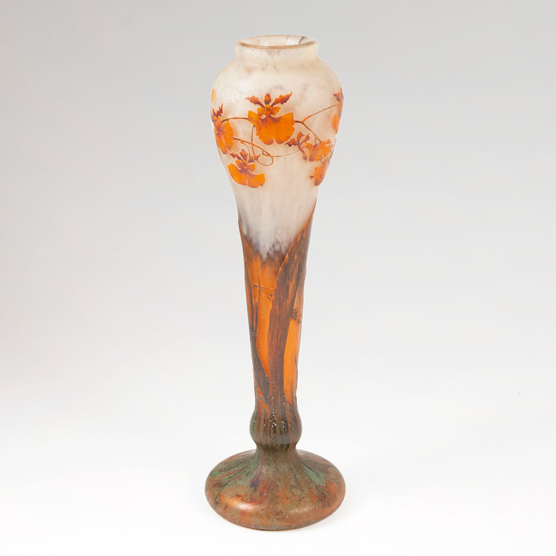 Große Jugendstil-Vase mit Orchideendekor