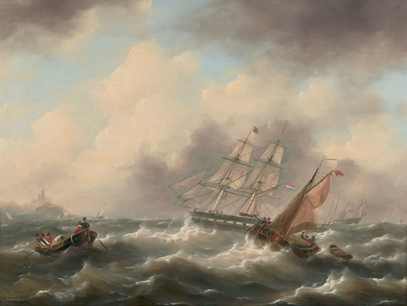 Johannes Christian Schotel - Schiffe in stürmischer See Schiffe in stürmischer See