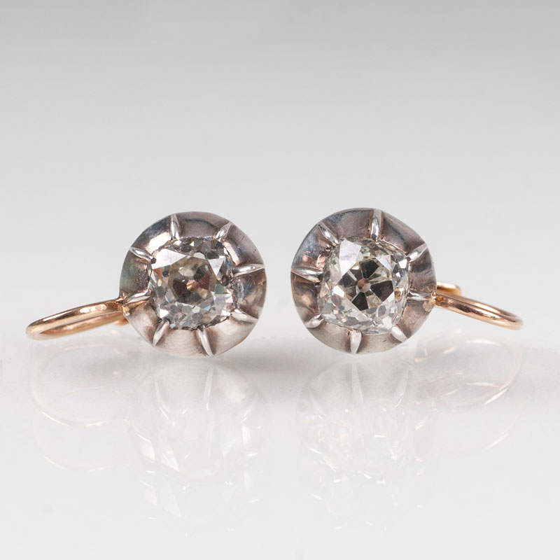 A pair od old cut diamond earrings