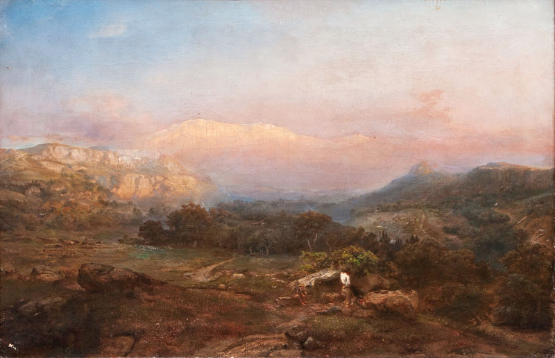 Idyllic Landscape with resting Shepherds