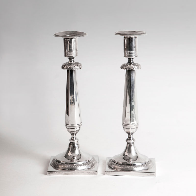 A pair of Berlin Biedermeier candle holders