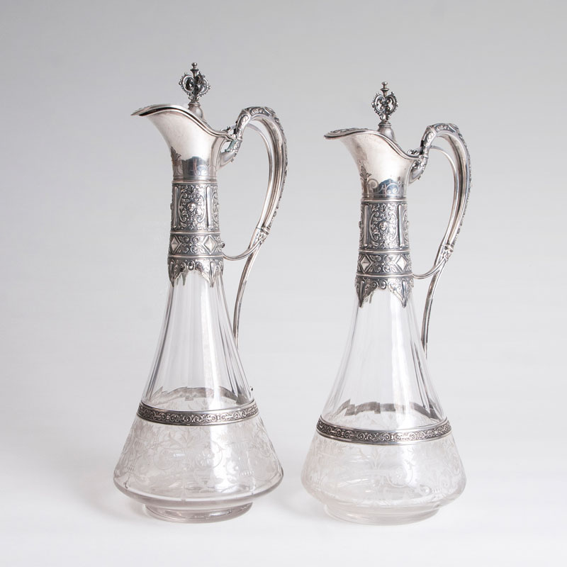 A pair of rare Historicism wine decanter