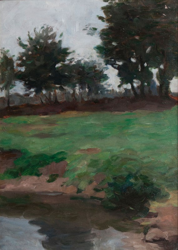 Meadow and Trees with a Pond