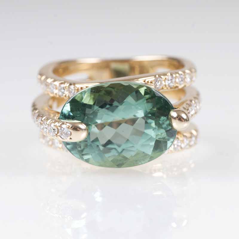 An elegant tourmaline diamond ring