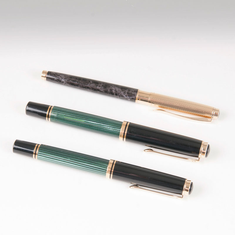 A set of 3 Pelikan fountain pens