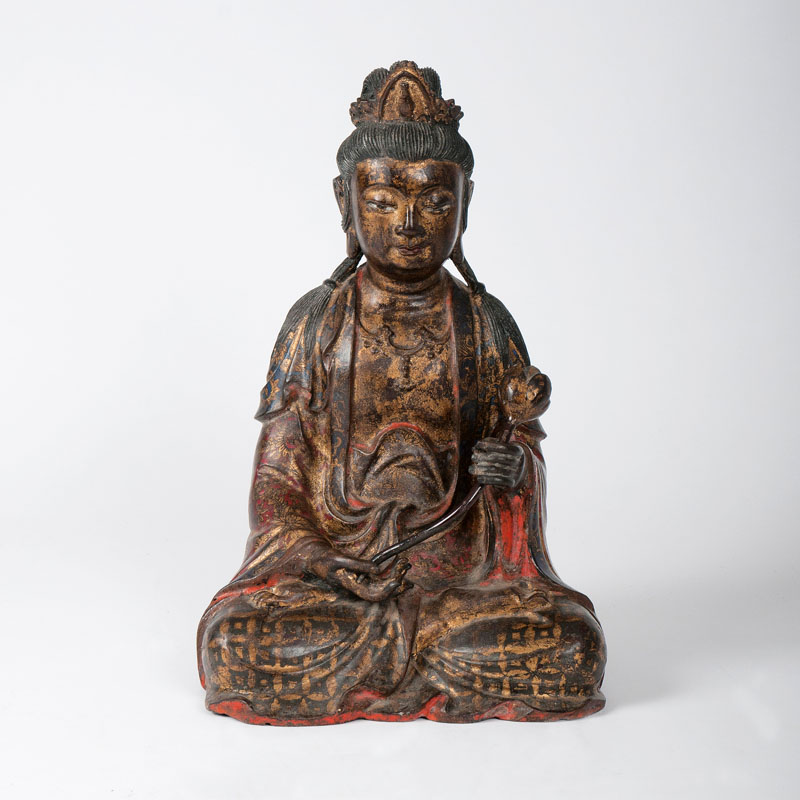 Bronze of the bodhisattva Guanyin with lotus sceptre