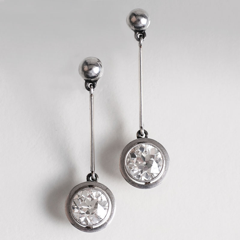 A pair of Art Nouveau diamond earrings