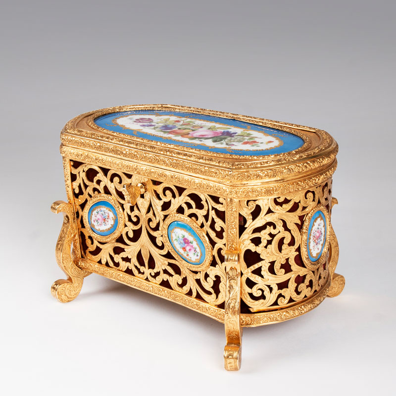 A casket with porcelain medaillons in Sèvres style