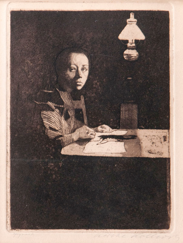 Käthe Kollwitz - Selfportrait at the Table Selfportrait at the Table