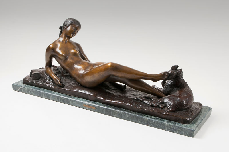 An Art Déco sculpture 'Chloe - Reclining Nude'