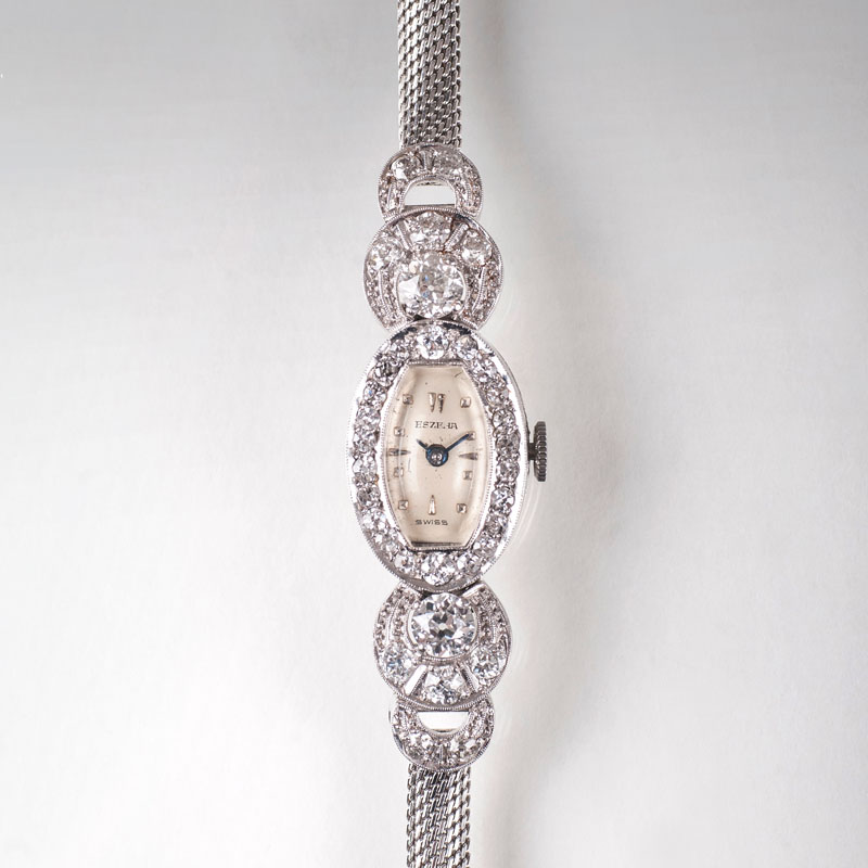 An Art Déco lady's wrist watchwith old cut diamonds
