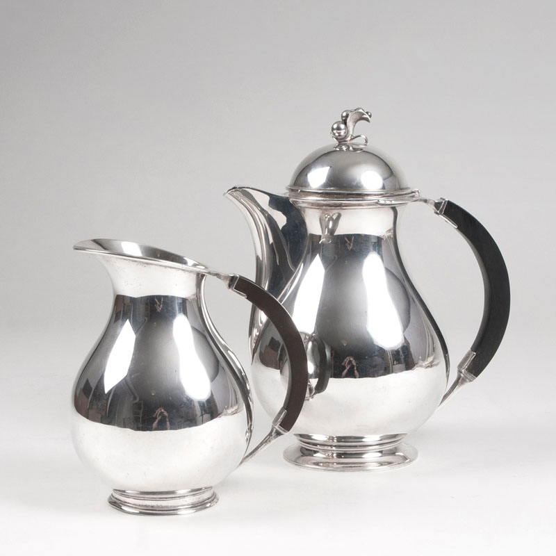 An Art Deco coffee pot and water pitcher