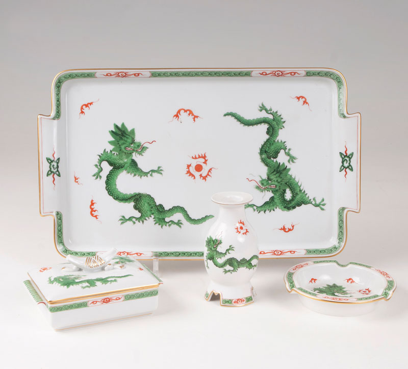 A porcelain writing set 'Green Ming dragon'