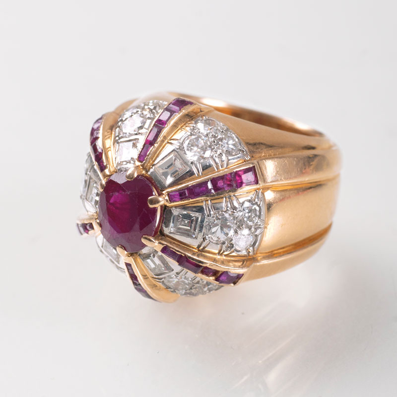 A french Vintage ruby diamond ring