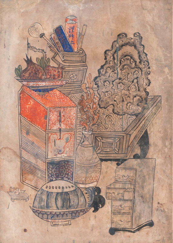 Koreanischer Meister - Ink painting 'stillife with coral' Ink painting 'stillife with coral'