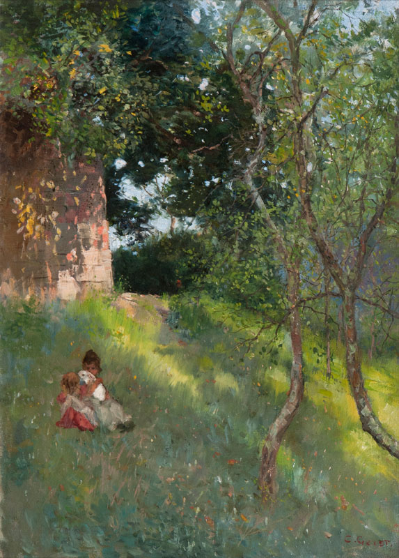 Children with Rabbits in the Garden