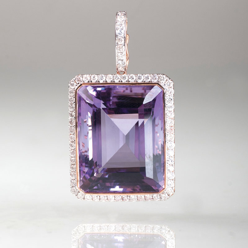 An amethyst diamond pendant