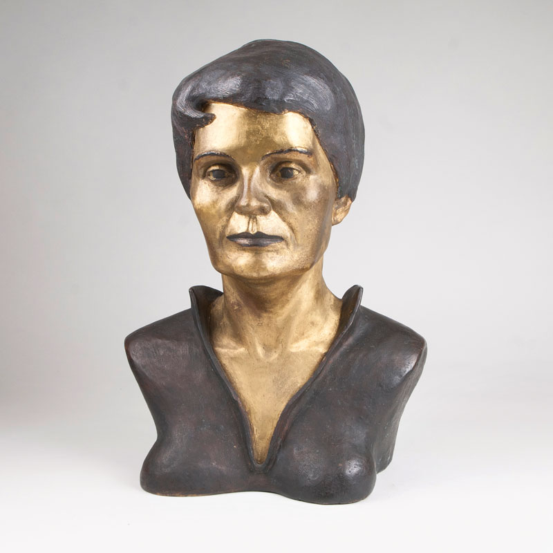 A large bronze bust 'portrait of a woman'