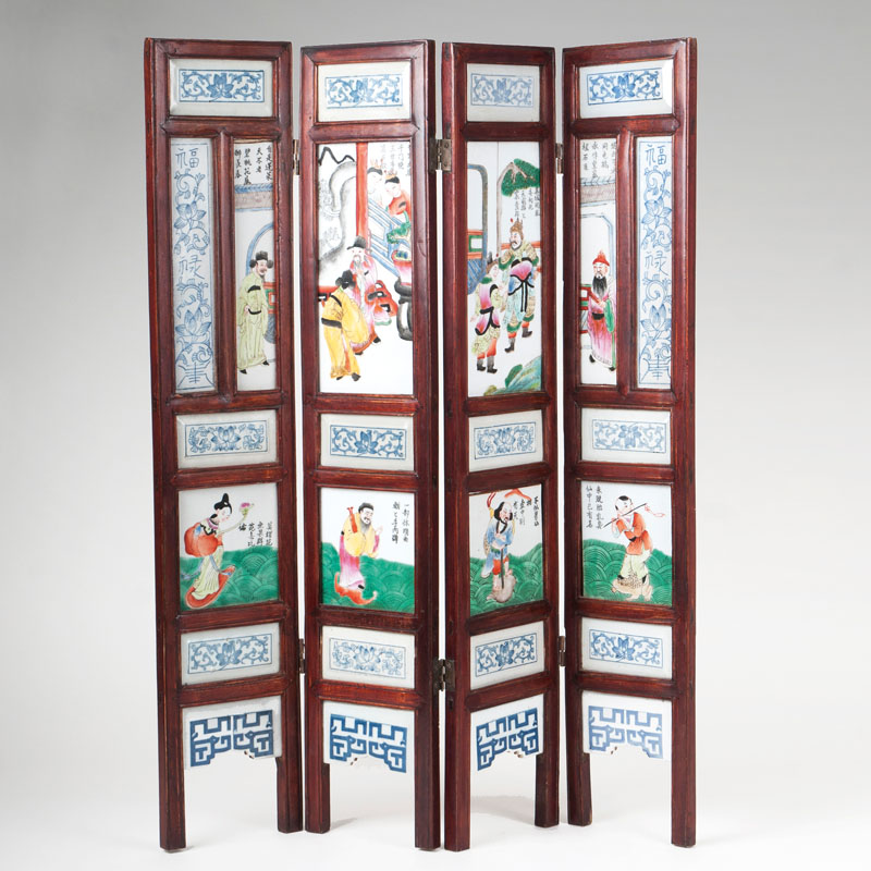 A table screen with porcelain panel A table screen with porcelain panel