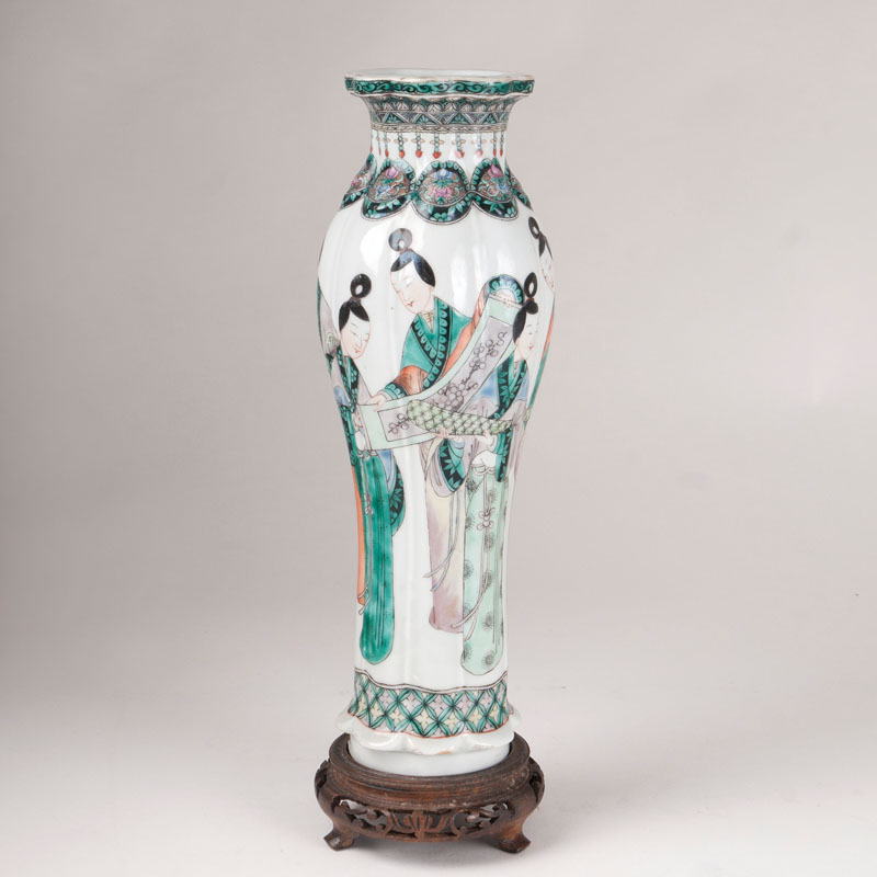 A baluster-shaped porcelain vase 'music-making women'