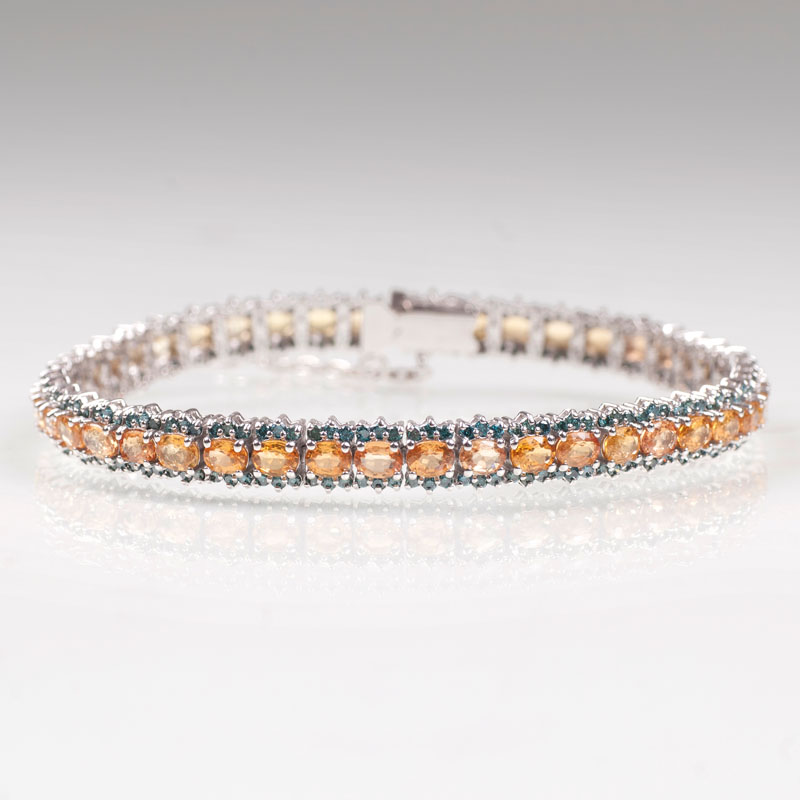 A colourful sapphire diamond bracelet