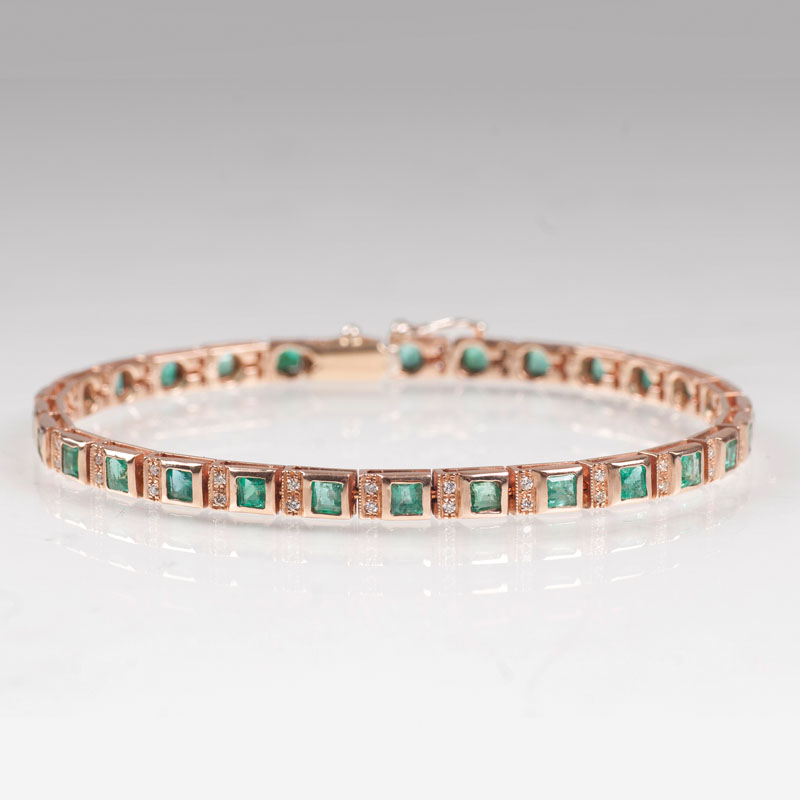 A rivière emerald diamond bracelet