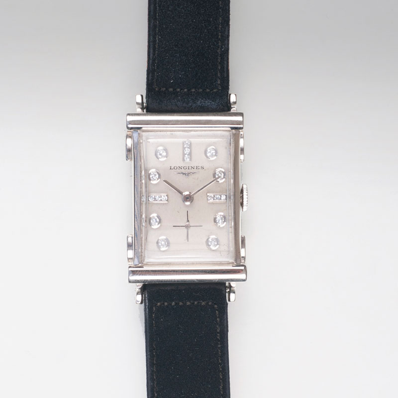 Longines - An Art Déco ladies' wristwatch with diamonds 'Rectangluar' An Art Déco ladies' wristwatch with diamonds 'Rectangluar'