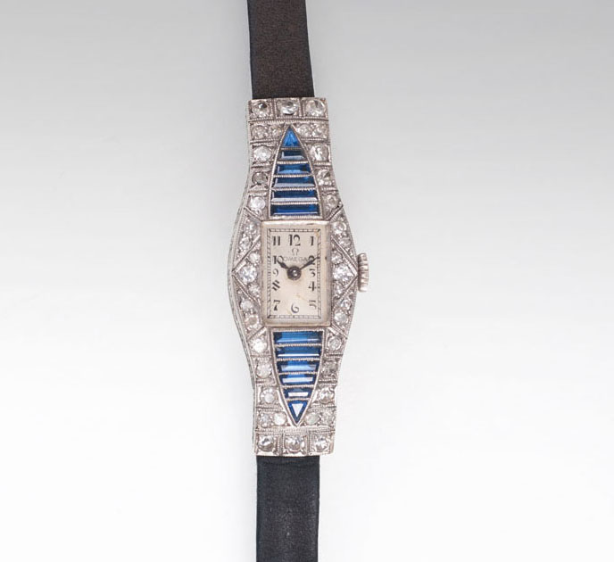 An Art Déco ladies' wristwacht with diamonds