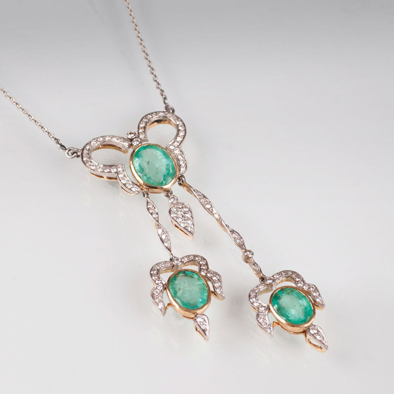 Smaragd-Brillant-Collier in Jugendstil-Manier