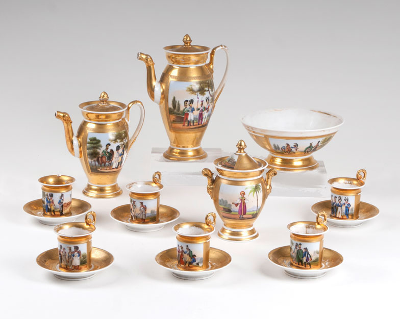 An Empire coffee service with soldiers