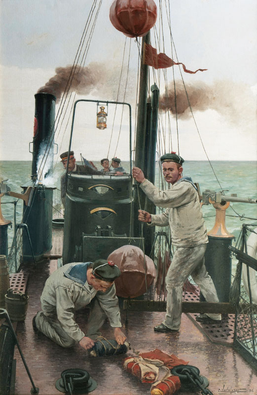 On Deck of a French Torpedo Boat