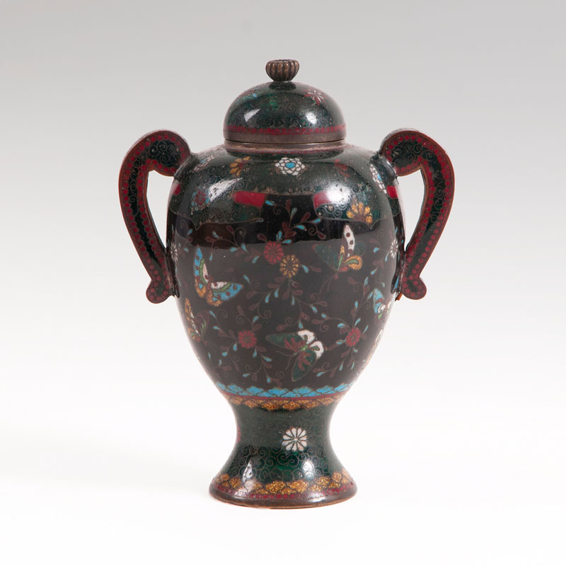 A small amphora-shaped Cloisonné vase