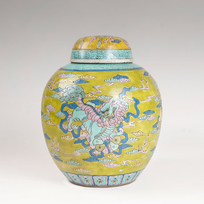 A lidded Vase with Fo-Dogs