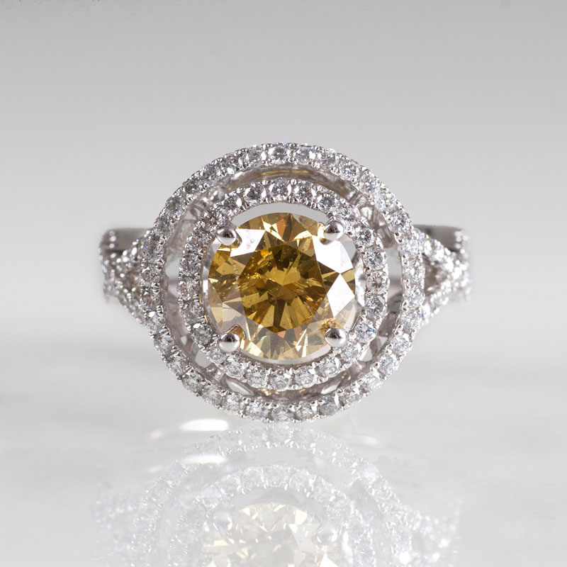 A natural fancy diamond ring