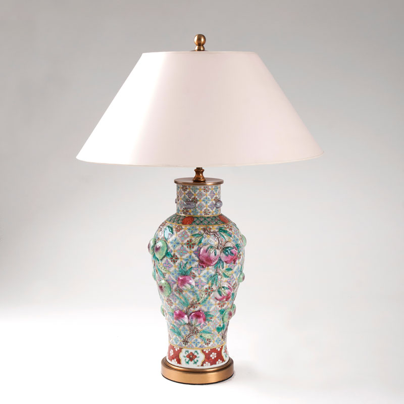 A Chinese baluster-shaped vase as table light