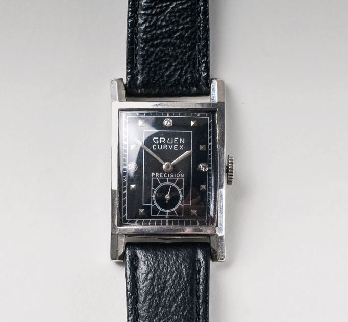 Vintage Herren-Armbanduhr mit Diamanten 'Curvex Precision'