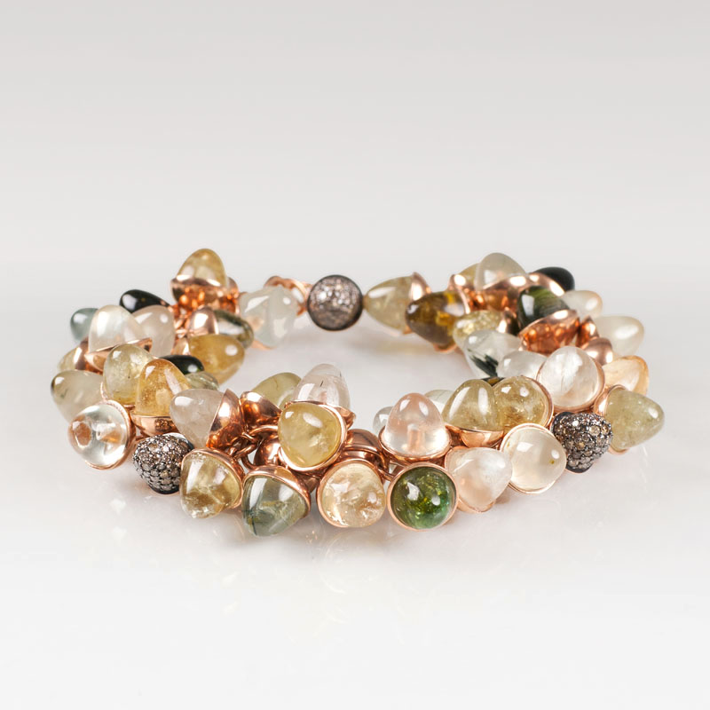 A modern tourmaline diamond bracelet