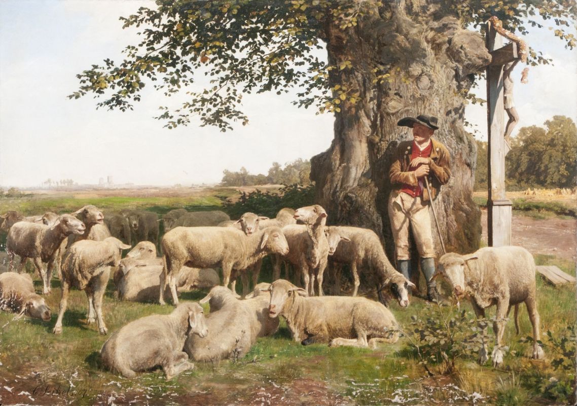 Shepherd with Flock