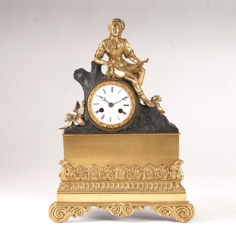 A Louis Philippe mantelclock with cavalier