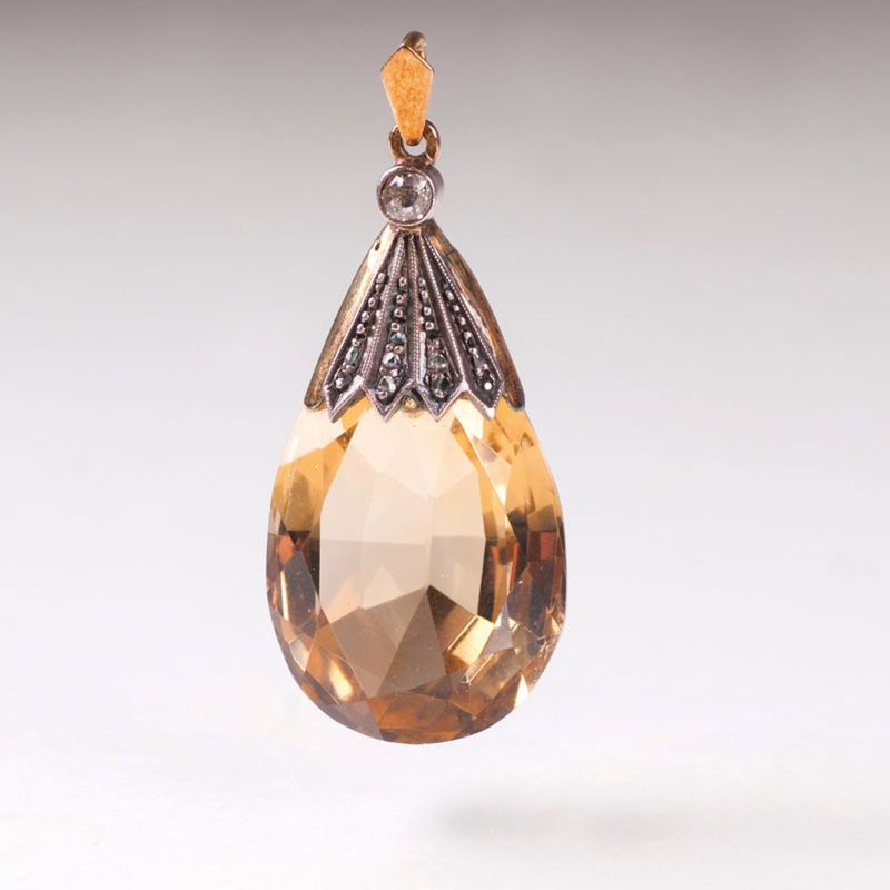 An Art Nouveau citrine pendant