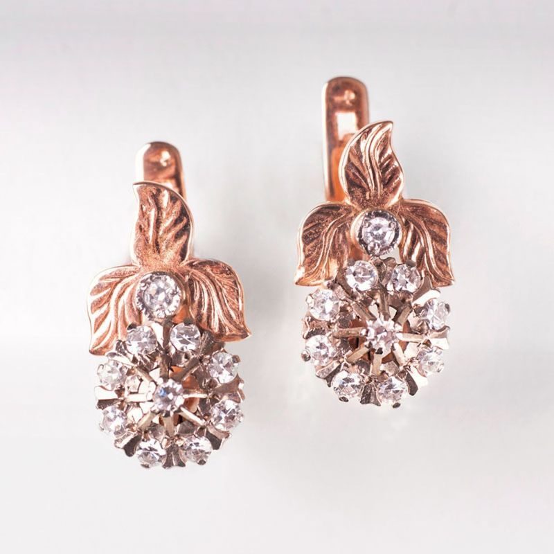 Paar russischer Diamant-Ohrringe