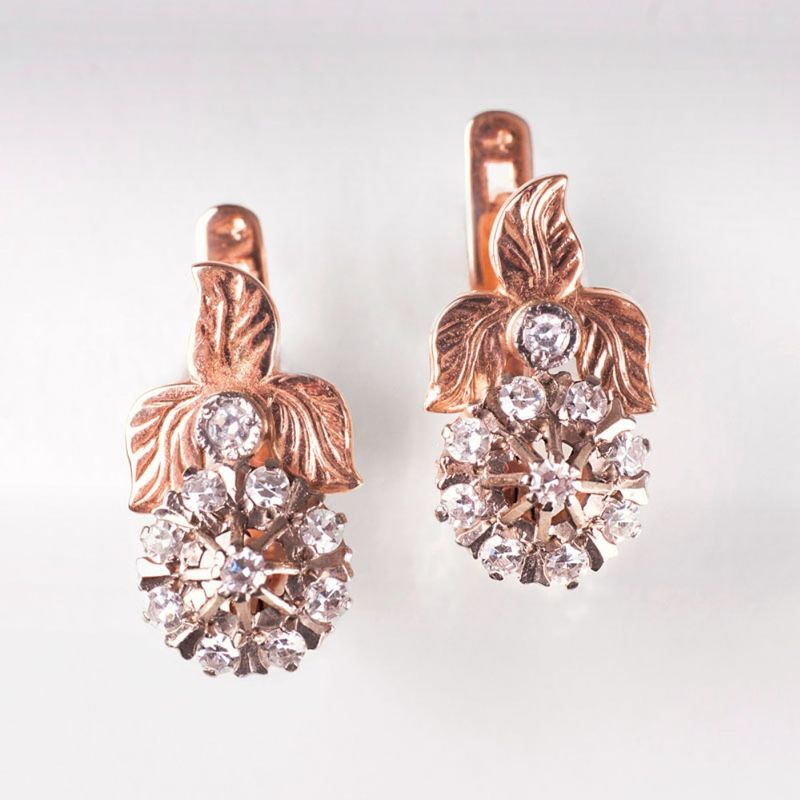 A pair of russian diamond earrings