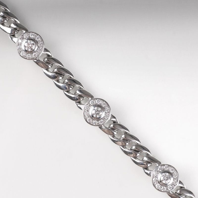 A curb chain bracelet with diamonds