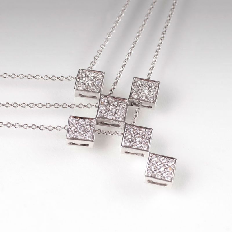 A modern diamond pendant with necklace
